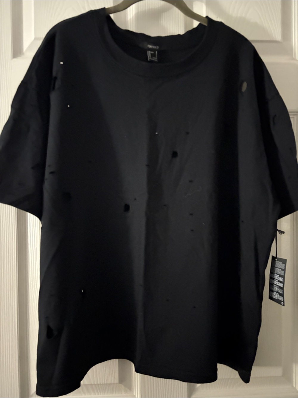 Forever 21 Black Distressed Short Sleeve Tee